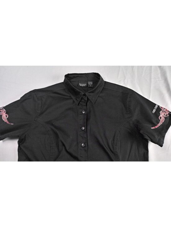Chrome Eagle Black shirt XXL Women button down Chix Custom Cycles Embroydered - Picture 3 of 15